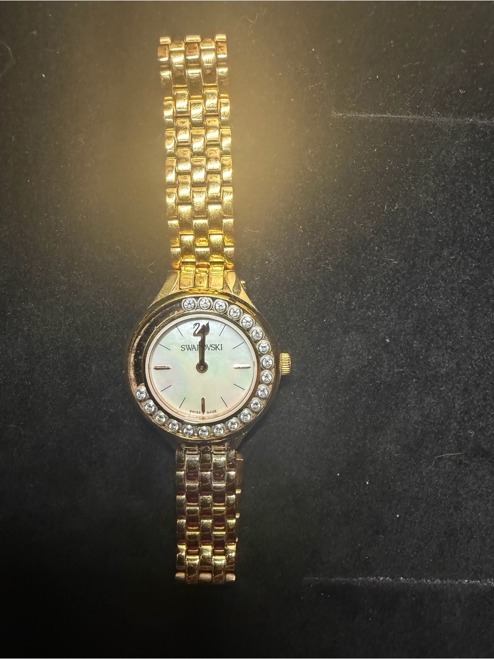 Swarovski Gold Crystal-Accent Mother-of-Pearl Bracelet Watch